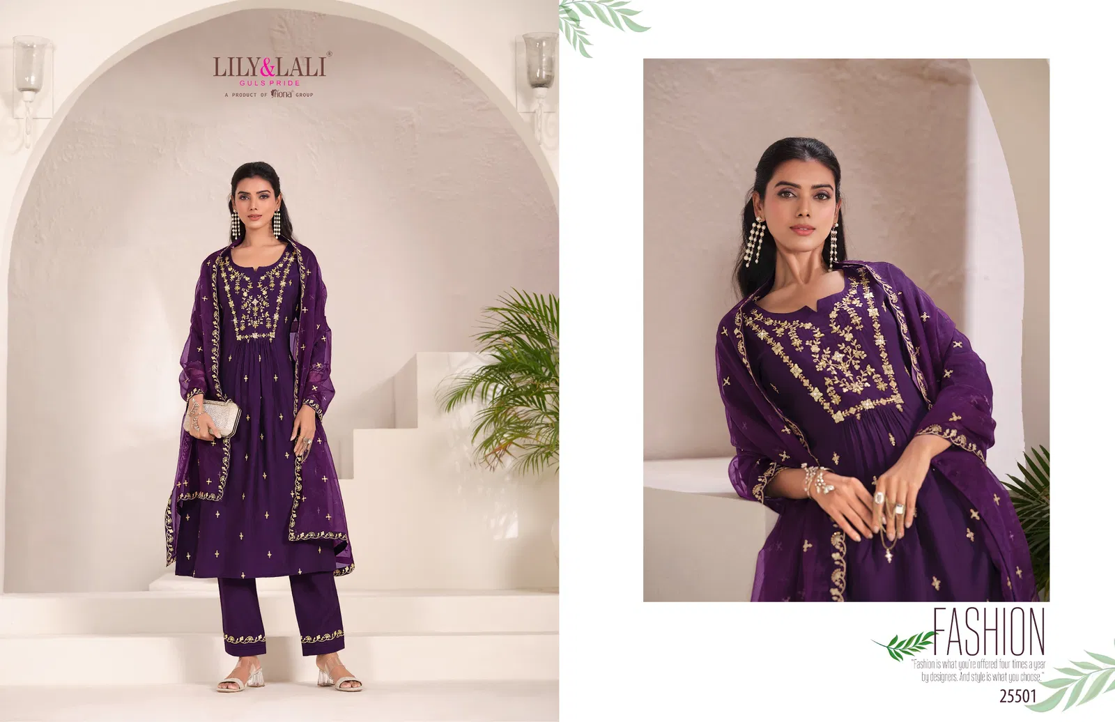 Zari by Lily and Lali Viscose Embroidered Kurti with Lining and Bottom Dupatta